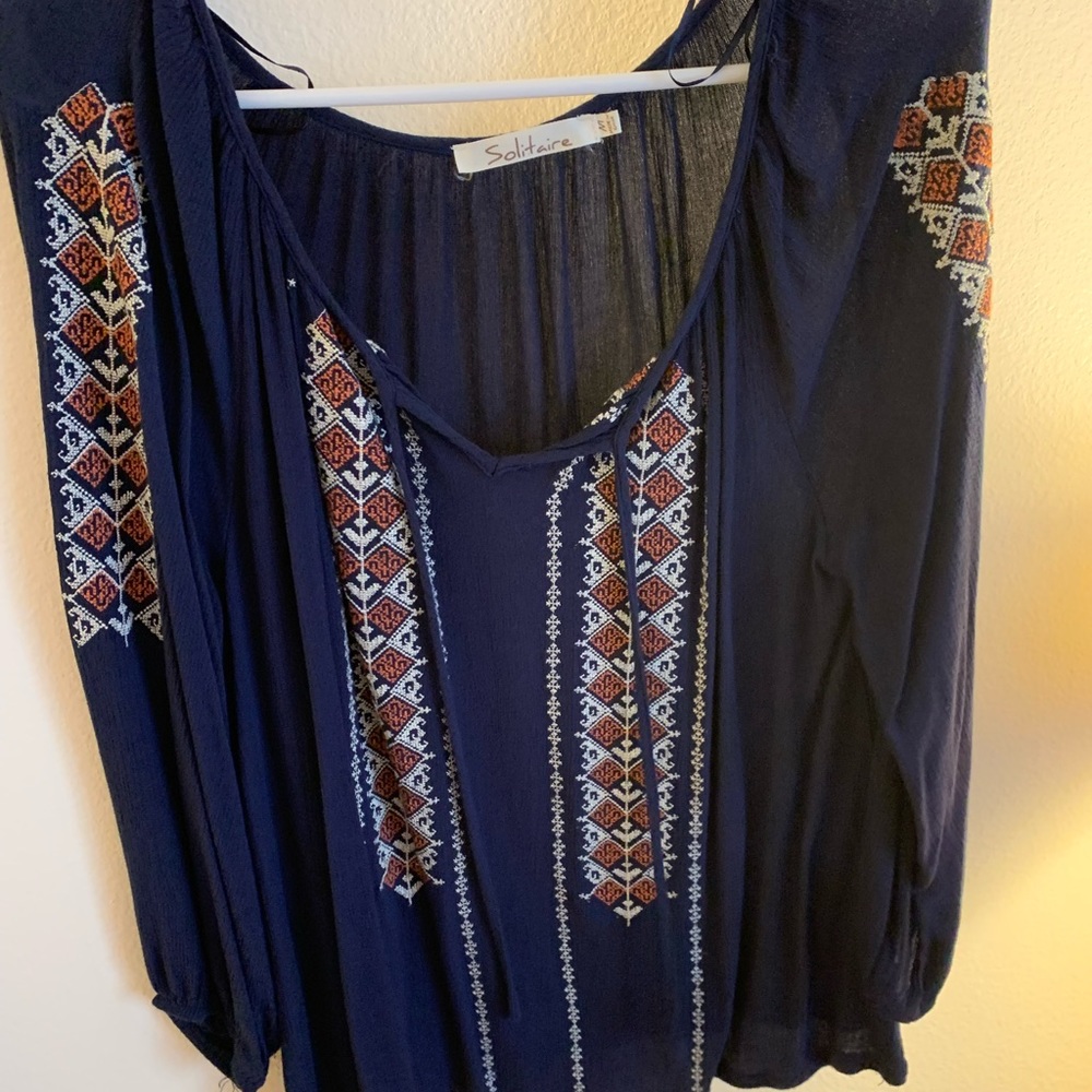 Navy long sleeve blouse